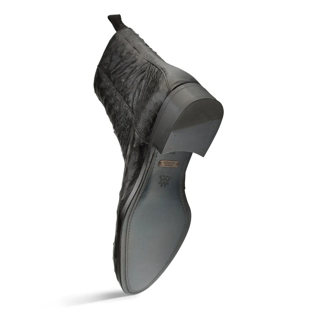 Mezlan Straight-Heel Ostrich Boots Black (SX4798-S)