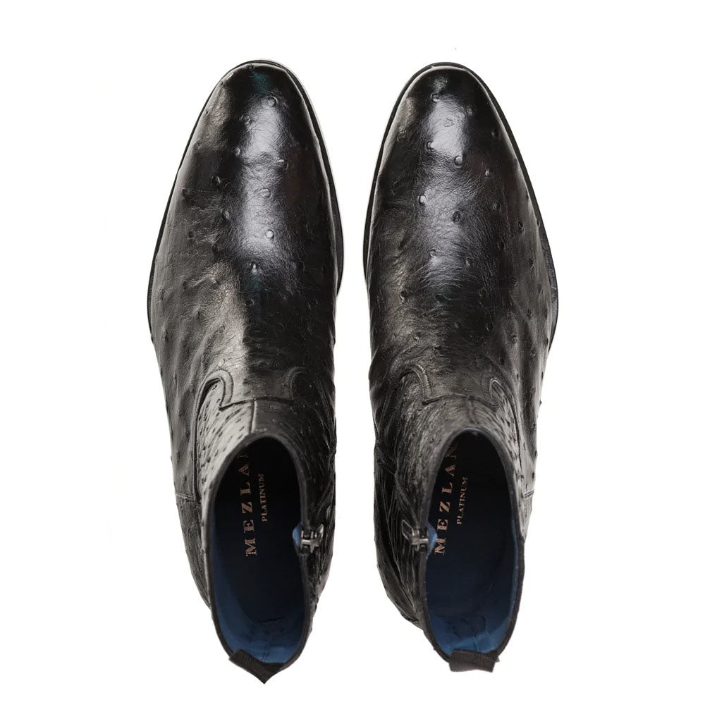 Mezlan Straight-Heel Ostrich Boots Black (SX4798-S)