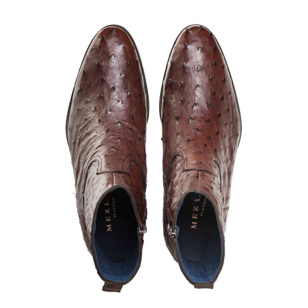 Mezlan Straight Heel Ostrich Boots Tabac (SX4798-S)