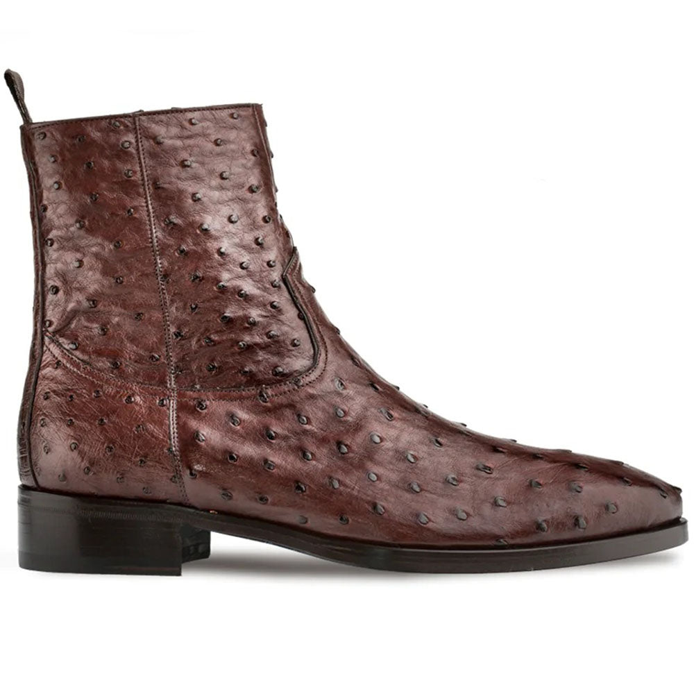 Mezlan Straight Heel Ostrich Boots Tabac