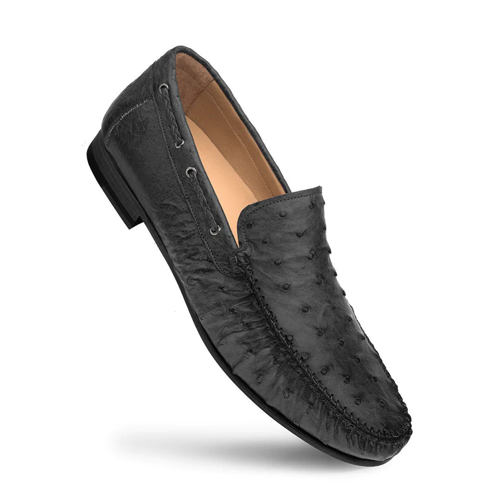 Mezlan Ostrich Dress Moccasin Black (RX612)