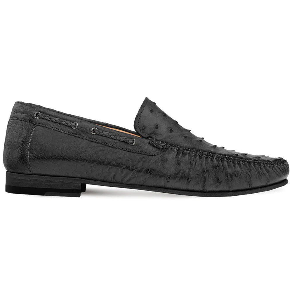 Mezlan Ostrich Dress Moccasin Black