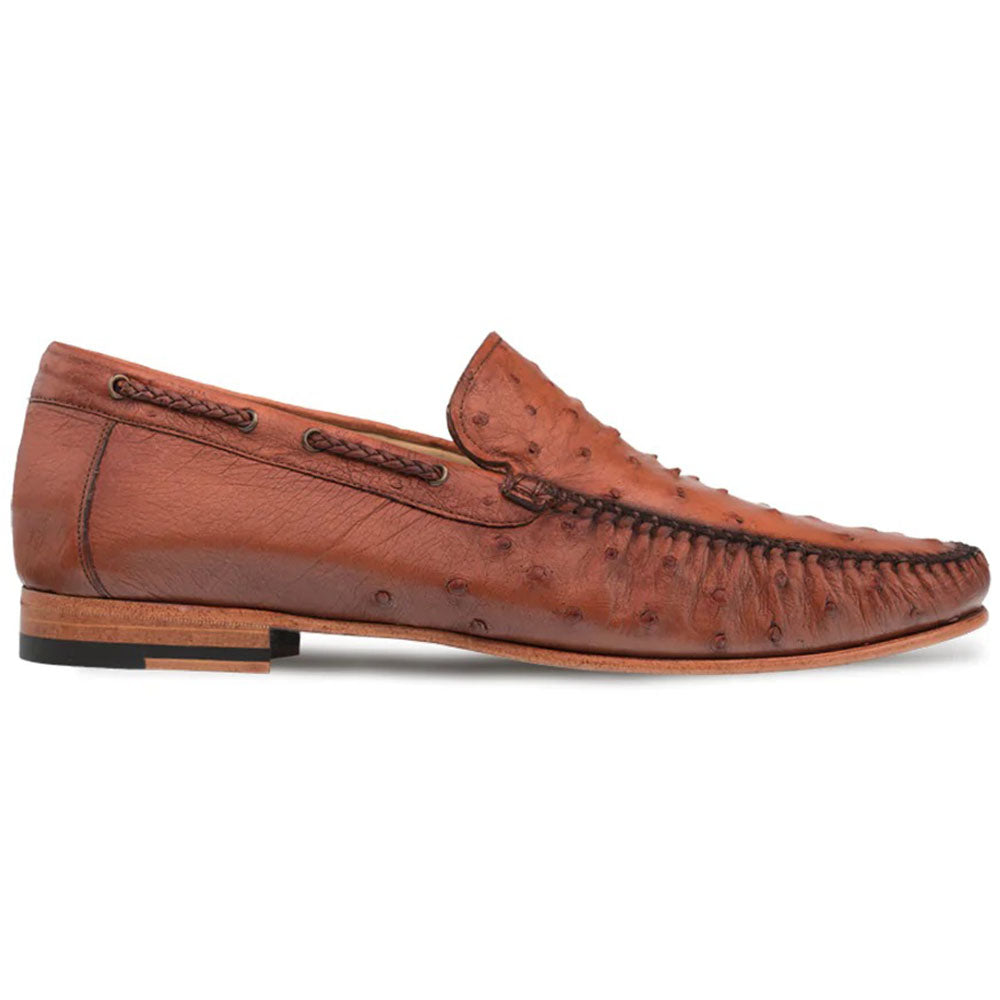 Mezlan Ostrich Dress Moccasin Brandy