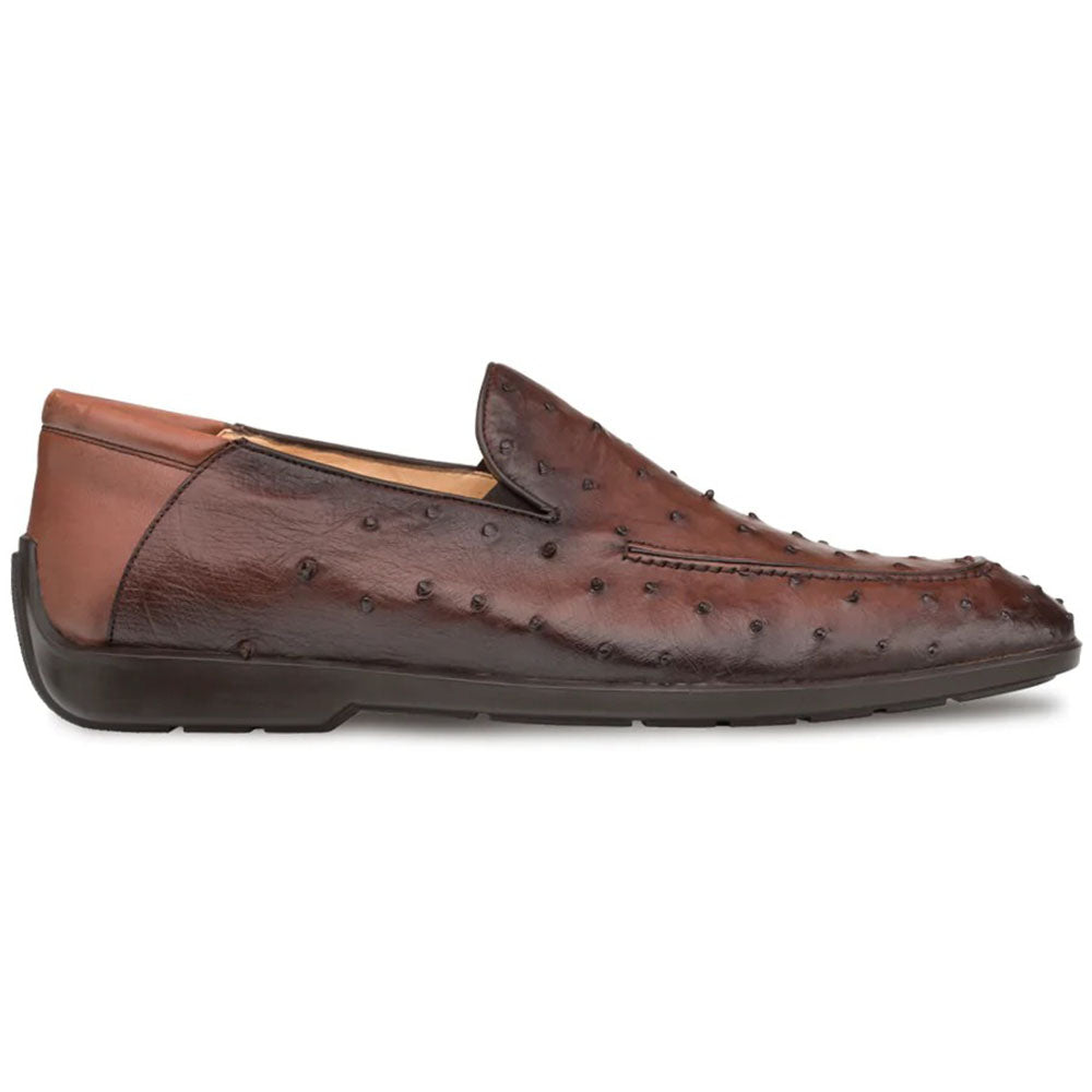 Mezlan Ostrich Rubber Sole Loafer Tabac