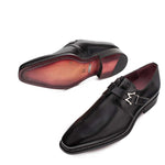 Mezlan Paden Calfskin Monkstrap Shoes Black