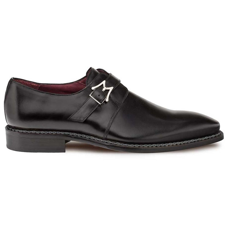 Mezlan Paden Calfskin Monkstrap Shoes Black