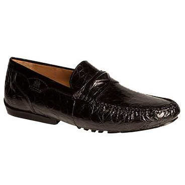 Mezlan Padua Crocodile Driving Loafers Black