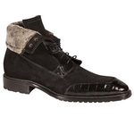 Mezlan Patrizio Suede & Crocodile Boots Black
