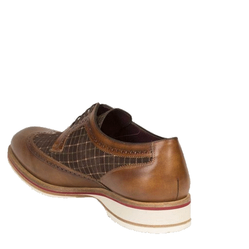 Mezlan Paulov Printed Suede & Calfskin Wingtip Shoes Cognac / Brown