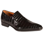 Mezlan Peruzzi Plain Toe Alligator Loafers Black
