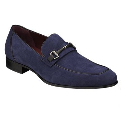 Mezlan Poli II Suede Bit Loafers Blue
