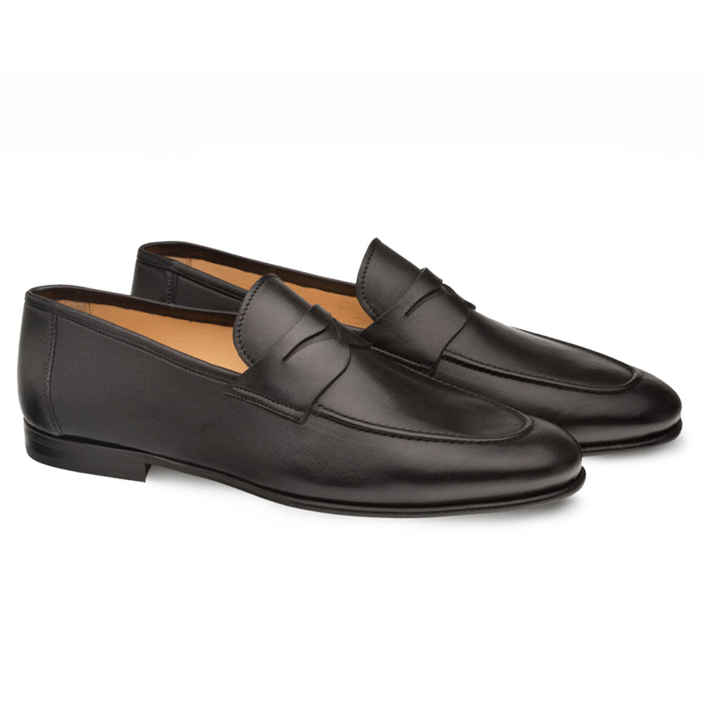Mezlan Pompei Calfskin Penny Loafers Black