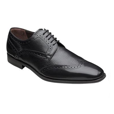 Mezlan Ponce Deerskin & Calfskin Wingtip Shoes Black