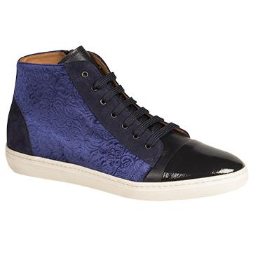 Mezlan Pons Velveteen Fabric Hi Top Sneakers Blue