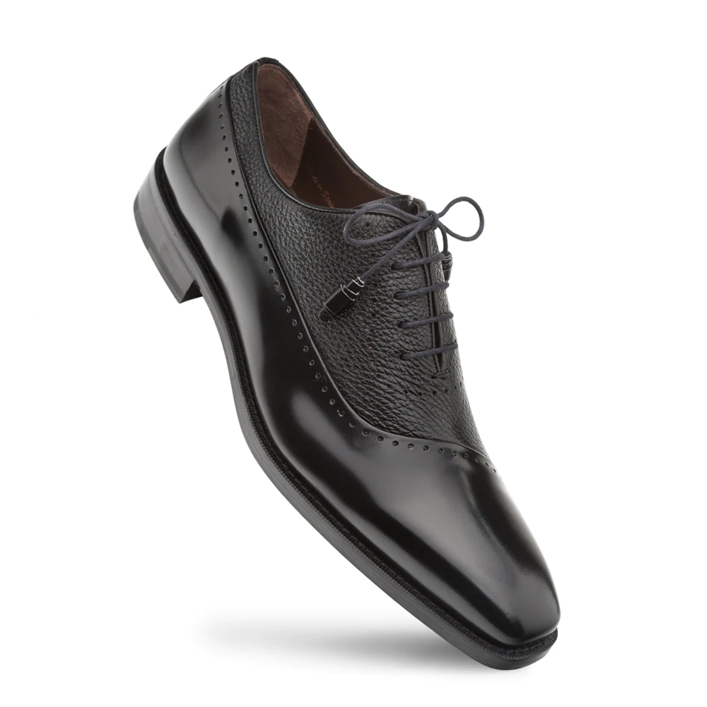 Mezlan Postdam Deerskin Calfskin Shoes Black (16409)