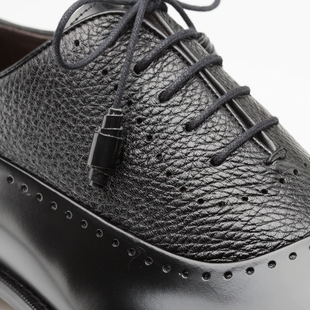 Mezlan Postdam Deerskin Calfskin Shoes Black (16409)