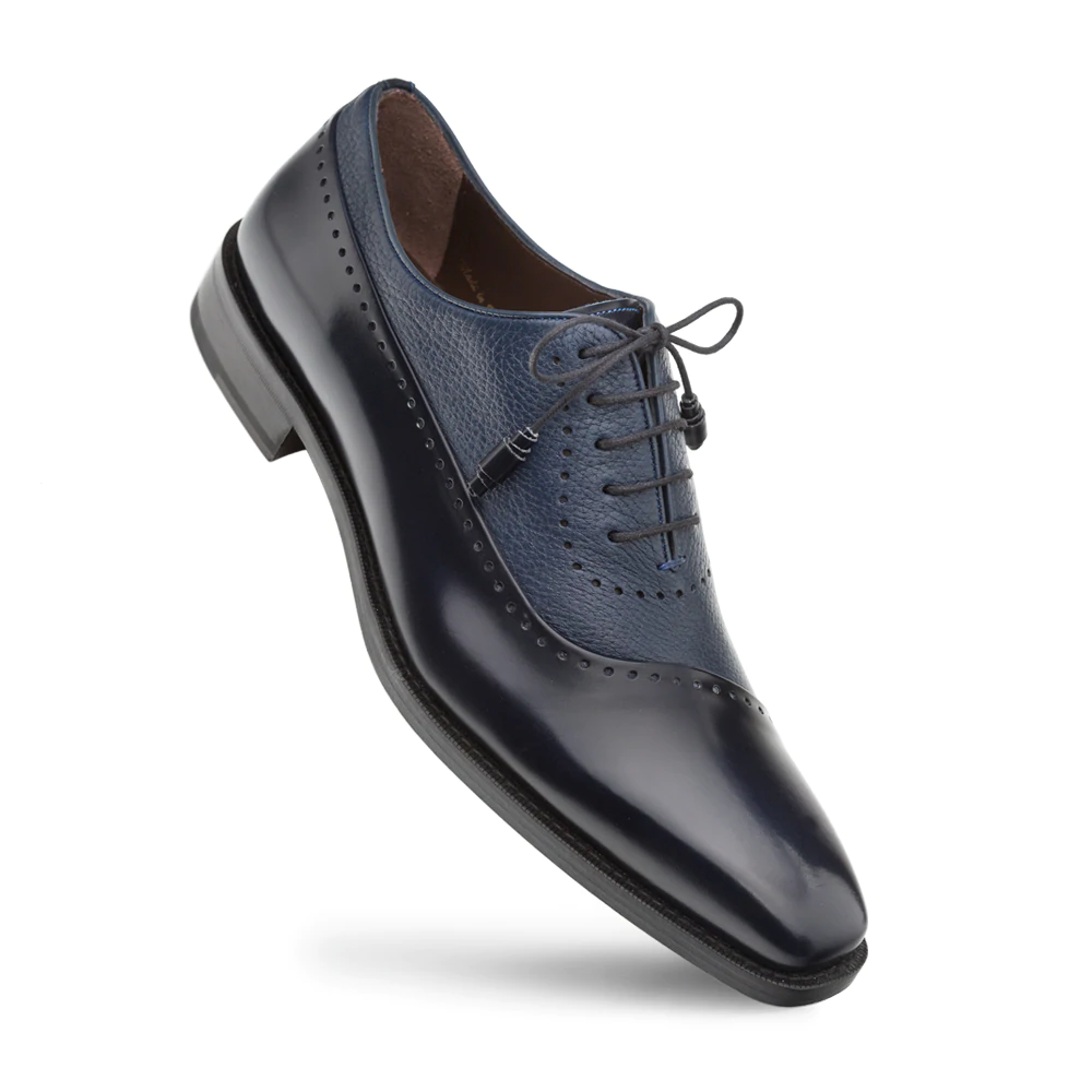Mezlan Postdam Deerskin Calfskin Shoes Blue (16409)