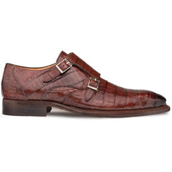 Mezlan Prague Crocodile Double Monk Strap Shoes Sport