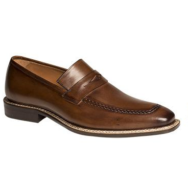 Mezlan Quarton Calfskin Penny Loafers Burnished Cognac