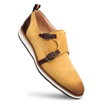 Mezlan R610 Suede Monk Strap Shoes Camel / Brown