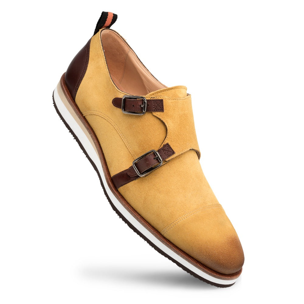 Mezlan R610 Suede Monk Strap Shoes Camel / Brown