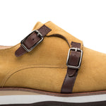 Mezlan R610 Suede Monk Strap Shoes Camel / Brown