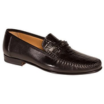 Mezlan Raul Calfskin & Crococile Bit Loafers Black