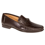 Mezlan Raul Calfskin & Crococile Bit Loafers Dark Brown