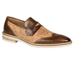 Mezlan Redi Cork & Calfskin Penny Loafers Brown / Natural