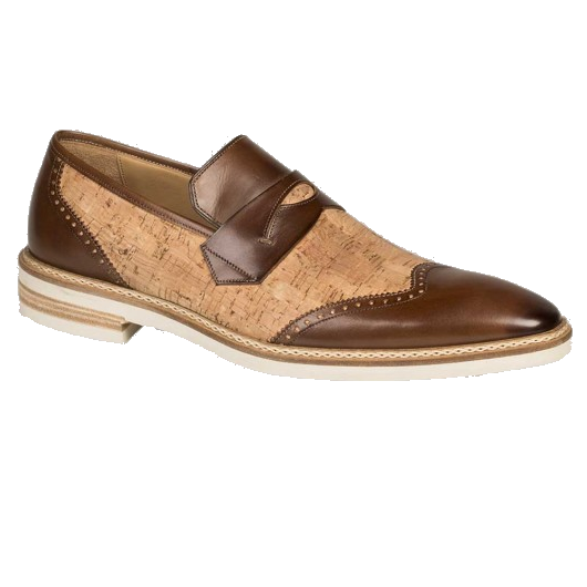Mezlan Redi Cork & Calfskin Penny Loafers Brown / Natural