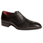 Mezlan Reggio Tumbled Calfskin Cap Toe Oxfords Black