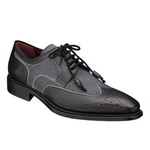 Mezlan Remo Calfskin & Suede Wingtip Shoes Graphite / Gray