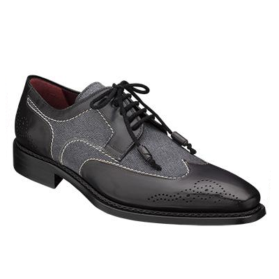 Mezlan Remo Calfskin & Suede Wingtip Shoes Graphite / Gray