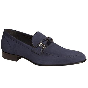 Mezlan Renee Suede & Crocodile Strap Loafers Navy