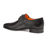 Mezlan Richelieu Lizard Monkstrap Shoes Black