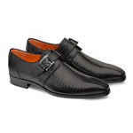 Mezlan Richelieu Lizard Monkstrap Shoes Black
