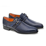 Mezlan Richelieu Lizard Monkstrap Shoes Blue