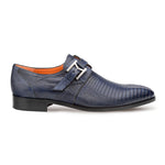 Mezlan Richelieu Lizard Monkstrap Shoes Blue