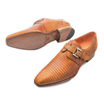 Mezlan Richelieu Lizard Monkstrap Shoes Camel