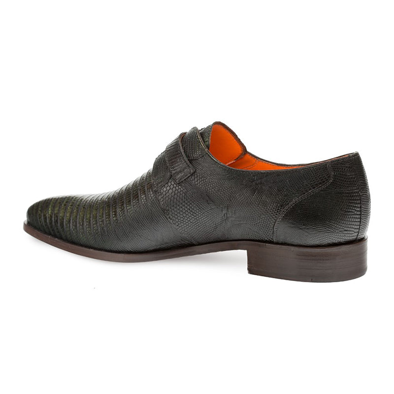 Mezlan Richelieu Lizard Monkstrap Shoes Green