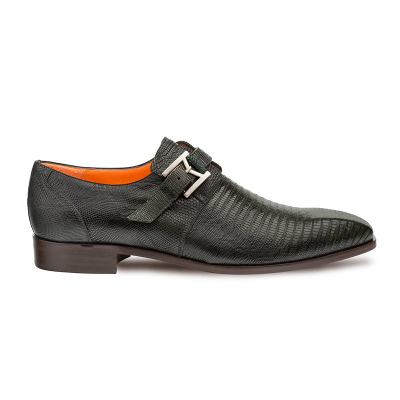 Mezlan Richelieu Lizard Monkstrap Shoes Green