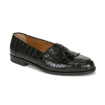 Mezlan Rodeo Crocodile Fringe Tassel Loafers Black