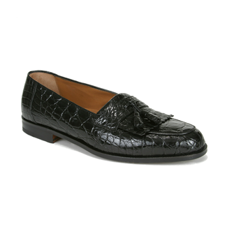 Mezlan Rodeo Crocodile Fringe Tassel Loafers Black