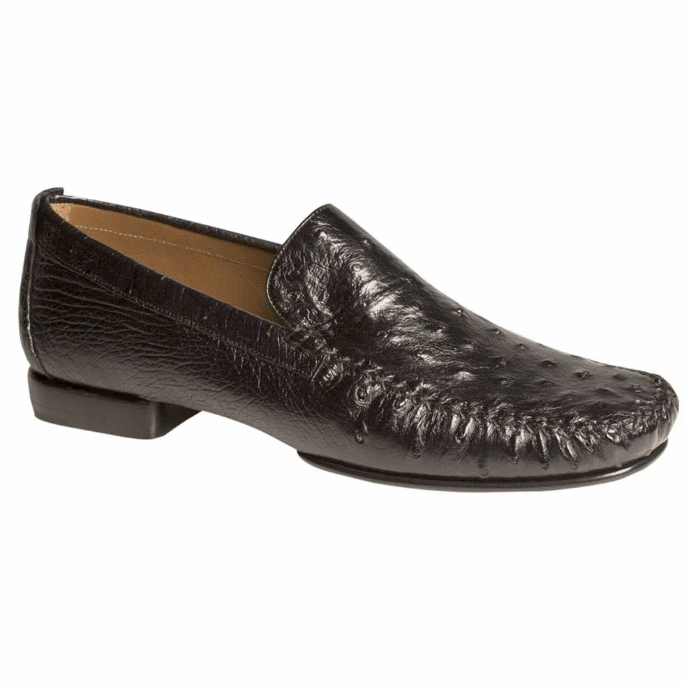 Mezlan Rollini Ostrich Loafers Black