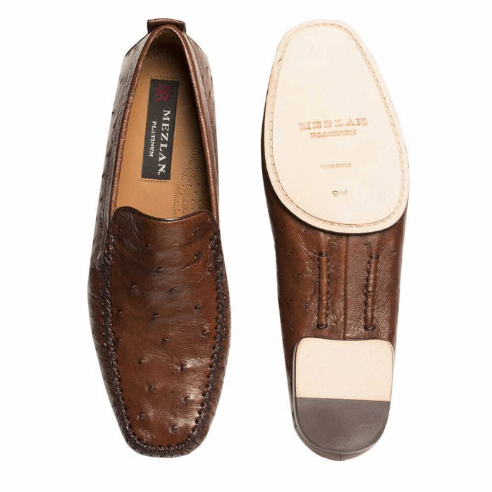 Mezlan Rollini Ostrich Loafers Tabac