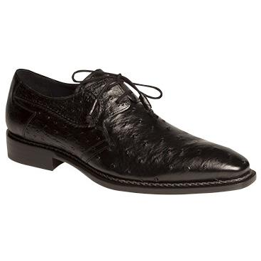Mezlan Romano Ostrich Derby Shoes Black