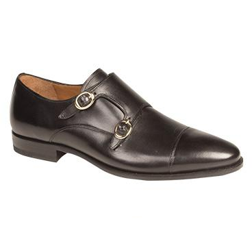 Mezlan Rosales Double Monk Strap Shoes Black