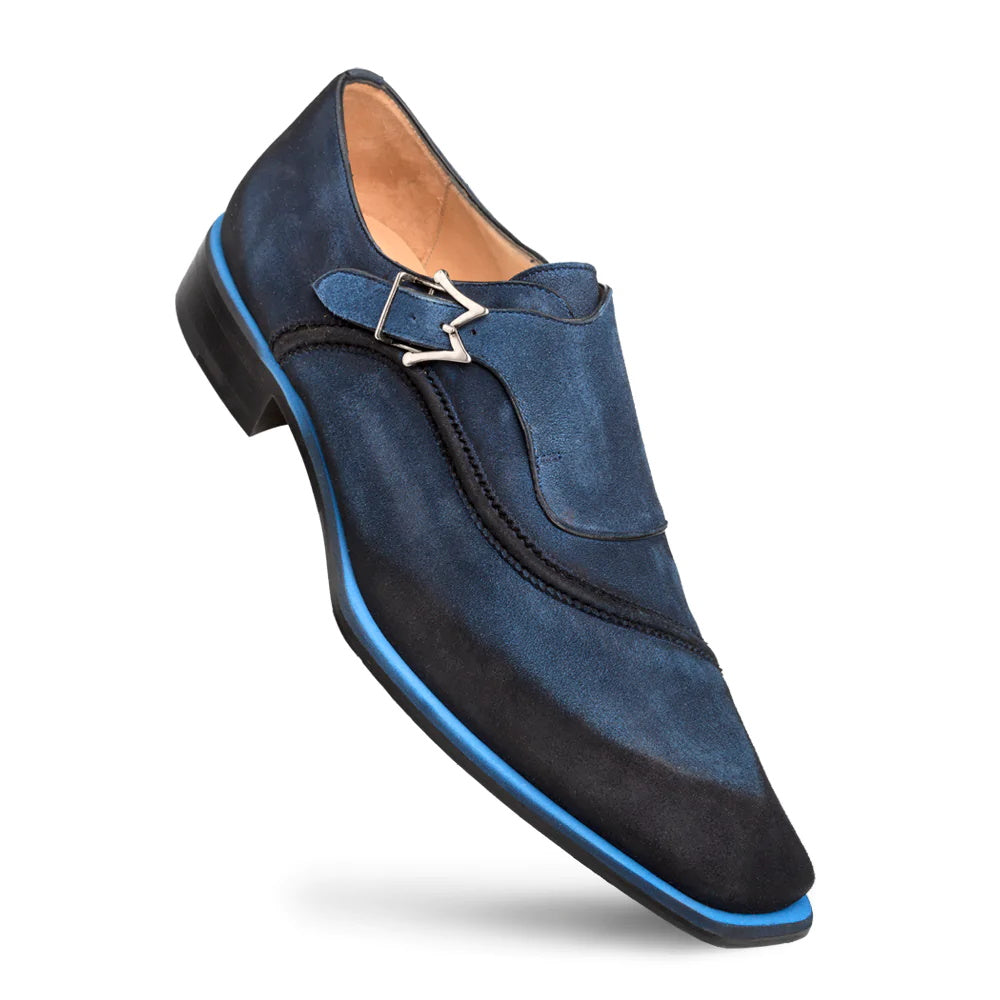 Mezlan S109 Suede Monk Strap Blue