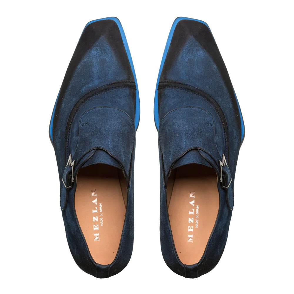 Mezlan S109 Suede Monk Strap Blue