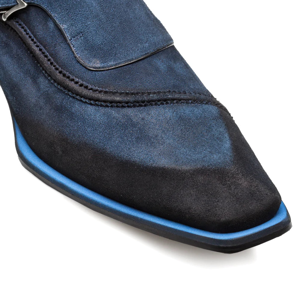 Mezlan S109 Suede Monk Strap Blue
